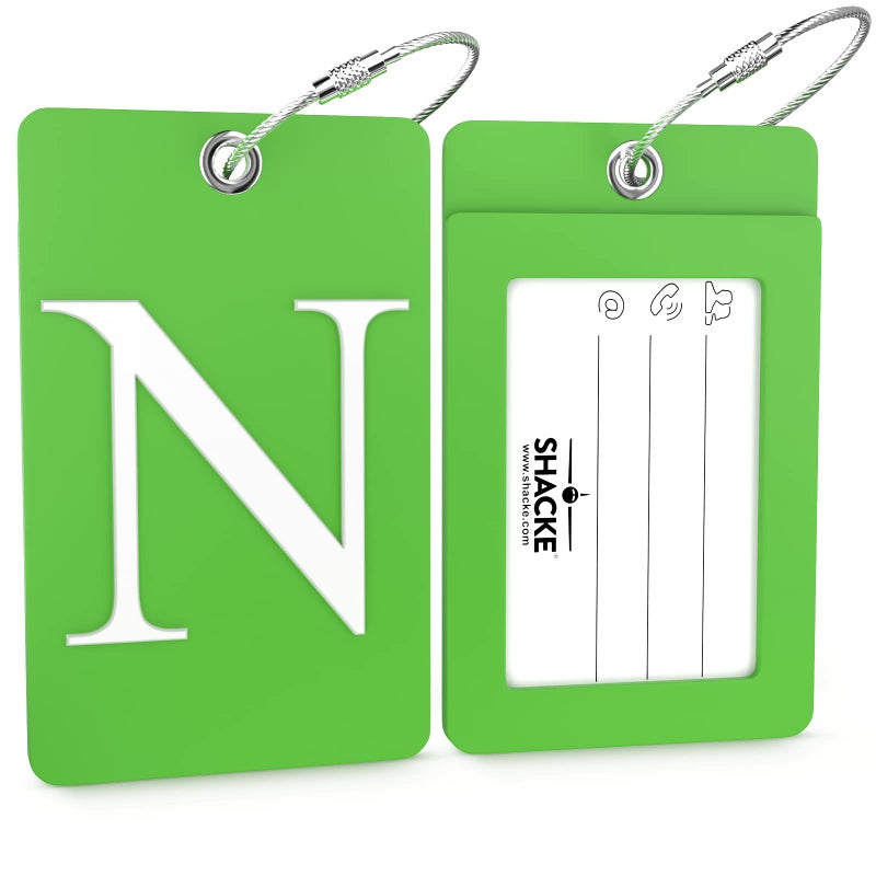 Shacke Luggage Tag Initial â€“ Fully Bendable Tag w/Stainless Steel Loop (Letter N) - Image 2